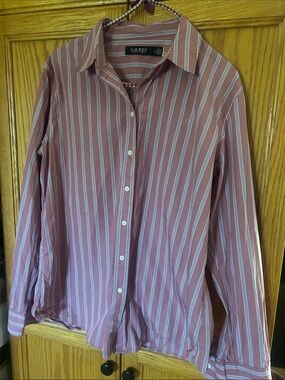 Lauren Ralph Lauren Men's Striped Button-Down Shirt in Rose Pink and White